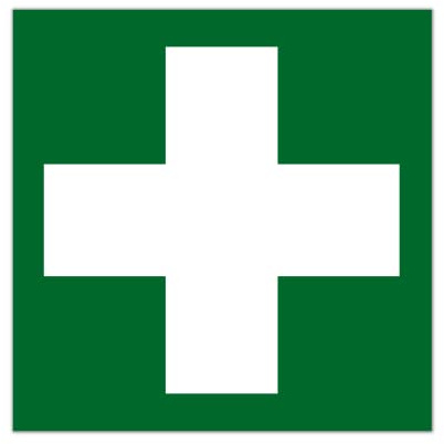 Schild Erste Hilfe Verbandskasten 20cm x 20cm stark nachleuchtend, selbstklebend aus robustem PVC gefertigt mit UV-Schutzlaminat gemäß DIN EN ISO 7010 E003 ASR A1.3 zertifiziert