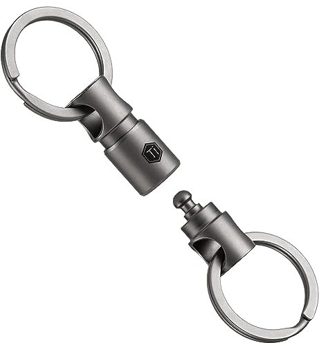 KeyUnity KA24 Abnehmbarer Schlüsselring-Anschluss, doppelendiger drehbarer 360° Schlüsselbund aus Titan, Schlüssel-Organizer-Linker Karabiner für Auto, Hau,Zubehör
