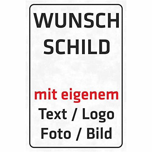 INDIGOS UG - Schilder - WUNSCHTEXT Schild - Aluverbundplatte 8 Größen - Hochformat - personalisiert mit Foto und Text - Logo - für Garage, Hotel, Parkplatz, Schule, Carport, Firma
