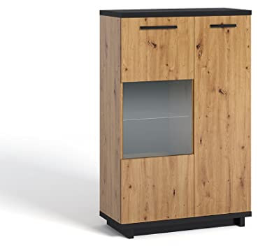 Design Möbel Schrank mit Vitrine Glasvitrine mit Schranken Vitrinenschrank Bücherschrank Aktenschrank Büroschrank Vitrine Schrank Bücherregal Standvitrine 90 x 140 x 40 cm