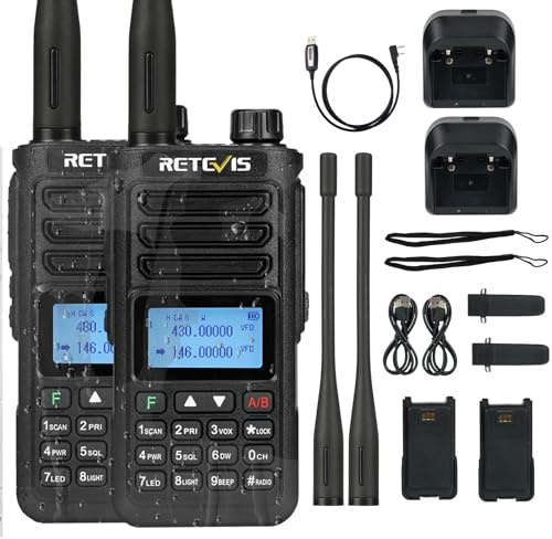 Retevis RA89 Emisora Radioaficionado, Walkie Talkie Largo Alcance | IP68, VFO, 2500 mAh, 2 m 70 cm Walkie Talkie Recargable, Tipo C, Fácil de Emparejar para Todoterreno