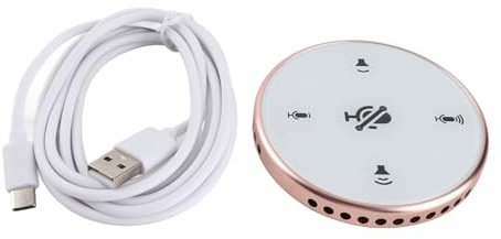 HUIOP Microphone d'ordinateur,Ordinateur de Bureau USB Haut-Parleur de conférence Microphone Haut-Parleur intégré Ordinateur PC omnidirectionnel 360 ° Micro à condensateur avec Fonction de Mise en