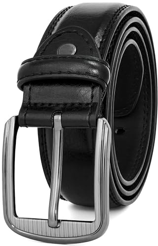 GSG SINCE 1998 Klassischer Ledergürtel für Herren - 37mm breit Gürtel Herren Leder Für Business und formelle Anlässe Gürtel für Männer Ledergürtel in Geschenkbox Schwarz 32-36 inch