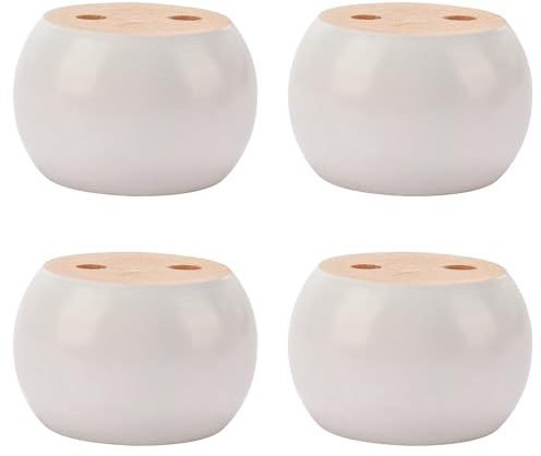 TCHOSUZ 2 Inch Solid Wood Round Legs Bun Feet for Low Furniture 4PCS White | Classic Style, 10-min Quick Install with Screws, 400lb+ Load Capacity, DIY Upgrade for Sofa Cabinet Recliner Ottoman Riser