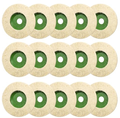 Yauhar 15Pcs 4 Inches Wool Felt Disc Wheel Pad for 5/8 Arbor Angle Grinder, Buffing Polishing Wheel for Metal Aluminum,Stainless Steel, Chrome, Jewelry, Wood, Plastic, Ceramic, Glass