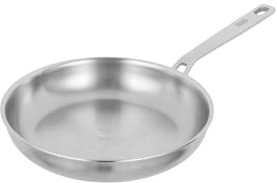 Kuhn Rikon Culinary Fiveply Oven Proof Uncoated Stainless Steel & Aluminium Frying Pan with Welded Stay-Cool Handle, 24cm. Induction Safe Pan. Dishwasher Safe Cookware Guarantee