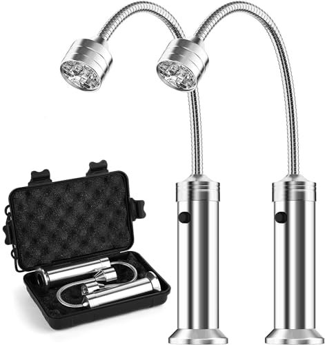 MojiDecor Grill Licht, Magnetische Grilllampe BBQ Licht Set Outdoor Grill Lichter BBQ Zubehör Arbeitslampe, Batteriebetrieben, 360 Grad Drehwinkel 2 Pack Silber