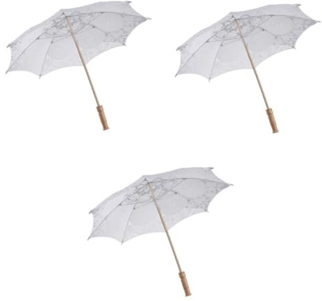 GALPADA 3stücke Lace Regenschirm Aus Handgefertigter Baumwolle Hochzeitsfotografie Prop Durchmesser Eleganter Spitzenschirm Für Boho-dekoration Und Festanlässe Für Innenräume Und
