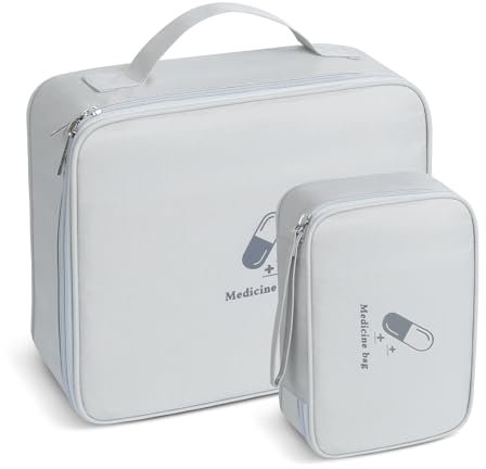 AiQInu Trousse de Secours Vide, 2 Pièces Étanche Sac de Médecine Portable, Trousse de Médecine Sac d'urgence de Grande Capacité, Sac de Rangement de Médicaments pour Maison, Bureau, Voyages