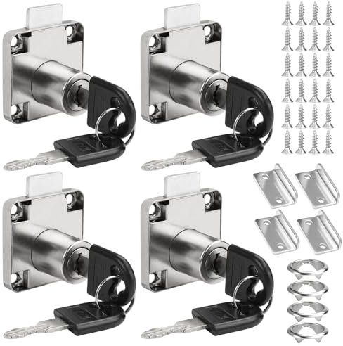 4 Pezzi 2mm Mobili Serratura A Camma 4 Serrature Con Chiavi Diverse, Serrature per Mobili In Acciaio Inox, Serratura Cassetto Scrivania, Serratura per Cassetta Postale per Armadietto, Mobili, Credenza