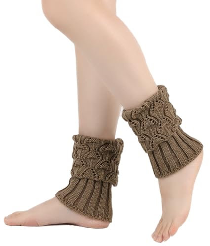 Aublinto Damen Stulpen Beinwärmer Beinstulpen Stulpen Legwärmer Strümpfe Kurze Strick Beinstulpen Gestrickte Weich und Bequem Beinlinge zum jeden Tag Tanzen Sport Gym Bergtouren