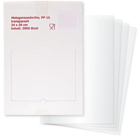 FRANZ MENSCH 10000 Stück Hygostar Folien-Zuschnitte | PP-Folie, Karton, transparent, L: 35,5cm, B: 24,5cm, Folien-Zuschnitte, Käsefolie, Würstfolie,Lebensmitteltrennung,