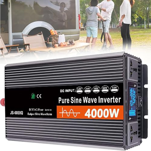 Inverter di Potenza da 4000 W per Veicoli da 12-60 V a 110/220 V, Doppio Convertitore Inverter da DC a AC per Auto, Adattatore per Auto per Laptop, Viaggi su Strada/Lunghi Viaggi,48V