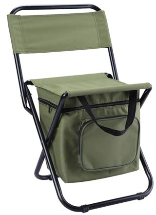 Gaxcent Campinghocker Mit Tasche, Campingstuhl Hocker Klappstühle Tragbarer Campinghocker Rucksack Sitz Mit Doppelschicht Kühltasche Zum Wandern Picknicken Und Angeln,C