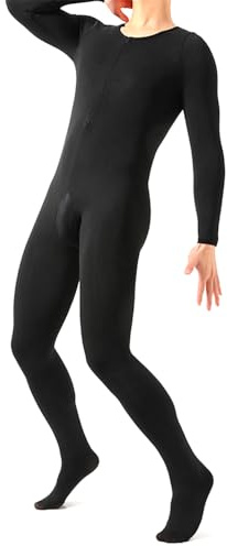 Tingyilan Black,Thicken,Thick Thermal Tights Full Body Unitard Turtleneck Spandex Footed Long Sleeve Plus Size for Men, Front Zipper Opening Comedy Dress Up Costumes