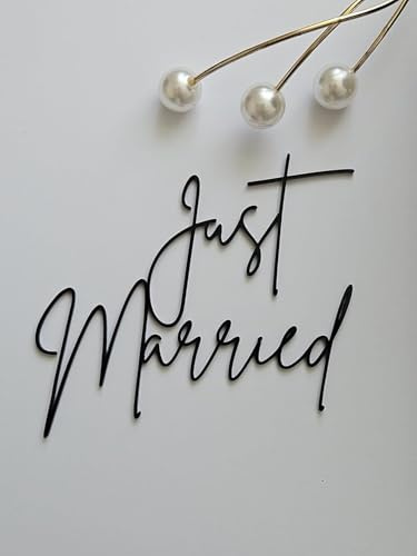 Just Married Acrylic Cake Topper 2mm – Wedding Cake Decoration for Bride & Groom, Reception, Engagement, Anniversary & Party Celebration Decor (4 Inch, Gold Mirror Acryl)