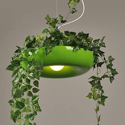 Nordic Design Potted Plant Chandelier Pendant Light with Adjustable Flower Pot Sky Garden Pendant Lamp for Home Decor (Green Warm White)