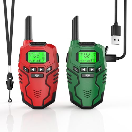 Inspireyes Walkie-Talkie Bambini Ricaricabili, 48 Ore di Orario di Lavoro, 3 Chilometri di Lungo Raggio, Regali di Compleanno per Ragazzi Ragazze, Giocattoli da Esterno per Bambini di 3-12 Anni