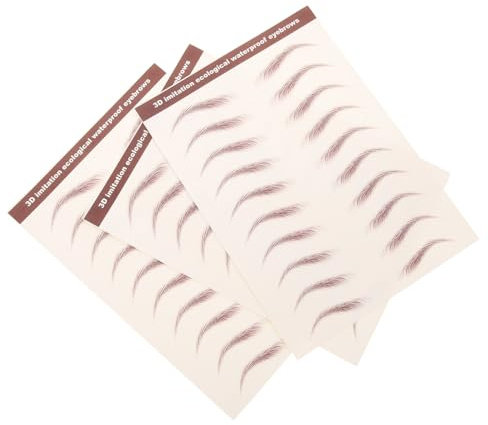 DECOMELODY Autocollants pour Sourcils Waterproof 3 Feuilles Effet Sourcils Authentiques Brun Transfert Tatouage 3d Réaliste pour Maquillage et Épilation Clairsemés Autocollants Décoratifs
