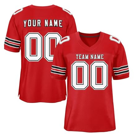 Generisch Herren Individuelle American Football Trikot Atmungsaktiv Fußball Trikot Personalisiert Football Jersey Kurzarm Rugby T-Shirts Stitched/Printed Team Namen Number Sports Uniform Damen Kinder