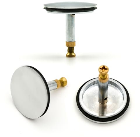 Adjustable Bath Plug 43mm Cover/ 8mm Pole Pop Up Bath Plug with Adjustment Screw Heavy Duty Brass Chrome Bathtub Plug for UK Standard Bathtub