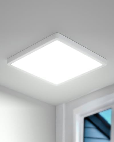 DoRight 33CM LED Ceiling Light 36W, 3300LM, IP44 Waterproof Bathroom Lights Ceiling 5000K, 330W Equivalent, White Square Ultra Thin 2.5cm Ceiling Lamp, for Kitchen Hallway Bedroom Office Living Room
