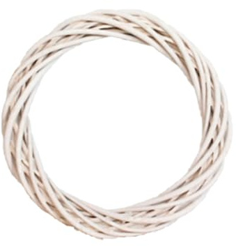 Yurosiay Weidenkranz Holzkranz Künstliche Rebenkranz Weihnachtsgirlande Natürlicher Kranzrahmen Strohkranz Frühling Weidengirlande Türkranz Weihnachten Rattan Ring für DIY Heimdekor Weiß 20CM