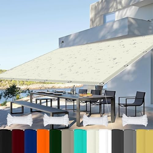 Vele Ombreggianti Rettangolari 3 x 4 m Impermeabile Balcone Recinzione con Occhielli Protezione Raggi UV HDPE Tenda Parasole per Sabbia Balcone Esterni, bianco