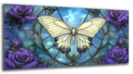 Malen Nach Zahlen Groß 200X100cm Malen Nach Zahlen ab 7 8 9 10 Jahre Mädchen Schmetterling DIY Handgemalt Ölgemälde Set für Anfänger Kinder, Blume Paint by Number Mit Pinseln Acrylfarbe,No Rahmen-z837