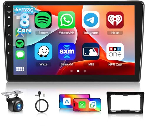 [6G+128G] 8-Core Android Radio de Coche para Nissan Navara 2006-2014 con Bluetooth GPS, Hodozzy Pantalla Táctil de 9 Pulgadas con Carplay Android Auto Inalámbrico, WiFi USB DSP FM/RDS Radio