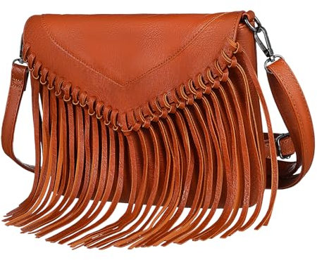 VANZACK Tasche mit Fransen Schultertasche klein Quasten schultasche umhängetasche the tote bag for women Fransentaschen für Frauen Handtaschen mit Fransen für Damen PU-Leder Brown