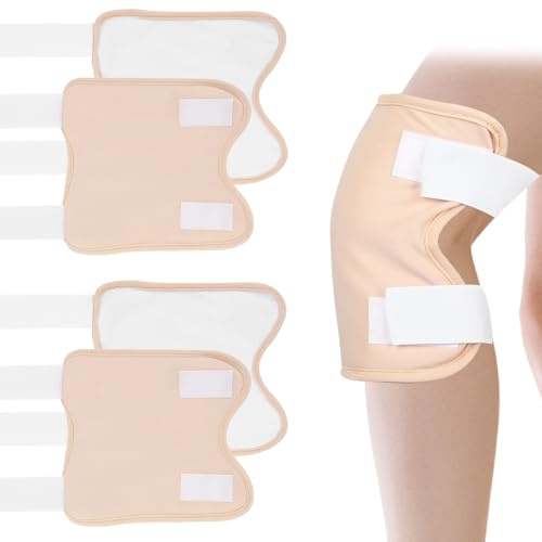 ROOMHUAWAY 2 Paar Rizinusöl Wrap, Rizinusöl Pack Wrap Kit Knie, Ellenbogen Bandagen, Baumwolle Wiederverwendbare Anti-Auslauf-Kälte und Warme Knieschoner mit verstellbarem Klettverschluss, für den