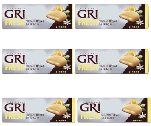 6X Confezioni per Grisbi Fresh Limone Frolle di Cacao Ripiene di Morbida Crema al limone, 6 confezioni da 112g - Special Edition