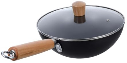 IMIKEYA Poêle Sans Revêtement Avec Couvercle Mini Wok De Poignée Ergonomique Pour Sauté