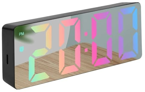FANSU Réveil Numérique, Reveil Portatil Grand écran Numérique à LED, Horloge Numérique Carga USB, Horloge Digitale avec Double Alarme, Radio Réveil avec Fonction de Gradation (Dégradé,16x2.7x6cm)