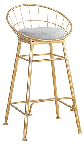 Stilvoller grauer Barstuhl für Zuhause und Restaurant, moderner Thekenhocker mit goldenen Beinen und Fußstütze, 75 cm Höhe, perfekt für Essen und Dekoration