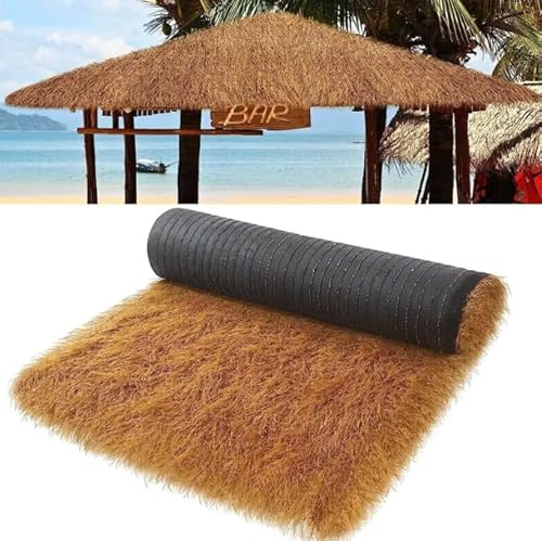 Rotolo di paglia artificiale da soffitto per decorazioni per feste Tiki, foglie di palma, gonna da tavolo per giardino hawaiano, prato, 1 m x 20 m, perfetto per bar ed eventi