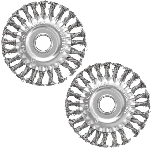 XCDMJ Lot de 2 brosses rondes pour meuleuse d'angle, Ø 125 x 22 mm, brosse métallique, meuleuse d'angle, brosse ronde, brosse à disque, brosse en acier, fil d'acier avec longue durée de vie pour