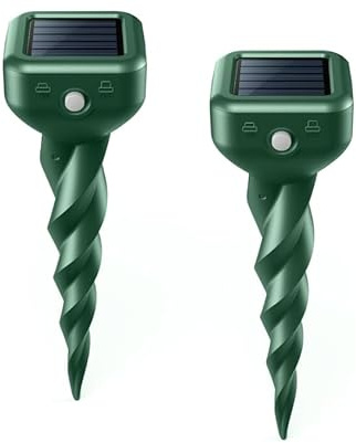 Solar Maulwurf Vertreiber & Maulwurfvertreiber [2er Pack] - Wasserdicht IP65, 3-Fach Vibration, Solarbetrieben Wühlmaus Vertreiber für Garten, Rasen, Hof, Bauernhof