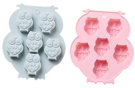 Stampo Silicone Gufo 6 Cavità, 2 Pezzi Blu per Cioccolato