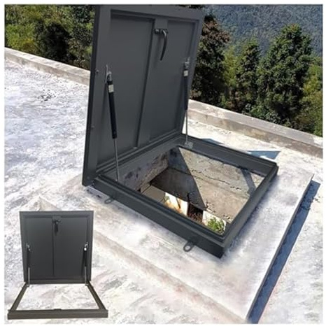 ZJXANMZ Trappe d'accès au Toit en Aluminium 40 x 40 po - Couvercle de puits de lumière étanche pour accès d'urgence et tête de puits, Couvercle de Cave Durable (21 x 24 po, 53,3
