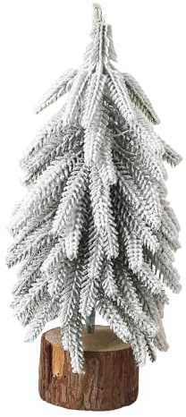 XKEDNMF Weihnachtsbaum im Topf, Tischdekoration, Sockel aus Naturholz, perfekt for Büro und Zuhause zur Weihnachtszeit(Style A,20cm/7.9in)