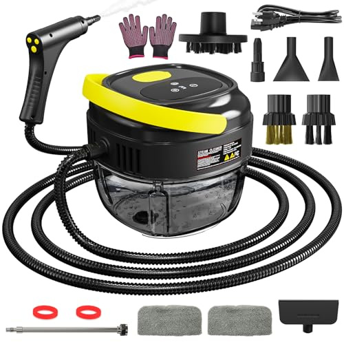 Handheld Steam Cleaner for Home, 2500W High Temperature Pressurized Machine with 1.7L Water Tank, Handle-Controlled Steam Output, Portable Cleaning Steamer for Car, Bed Bugs, Furniture (Black)