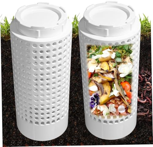 2 pezzi di allevamento di lombrichi con fori, contenitore per compostaggio per vermi sotterraneo in PVC con coperchio sicuro e robusto contenitore per vermicompostaggio esterno per aiuole da giardi