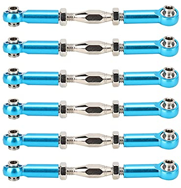 Respicefinem RC Car Push Rod 6Pcs Aluminum Alloy Adjustable Turnbuckle Rod Linkage Accessories for RC Car Upgrade Parts with Sturdy and Durable Construction Easy Installation an (Blue)