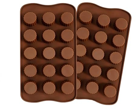 ikBrtaiay 2 Stück Silikonform Pralinen, Silikon Pralinenform Antihaft, 15 Loch Silikon Schokoladenform, Pralinen Hohlkörper Form, Silikonform Schokolade für Schokolade, Kekse, Süßigkeiten,Eiswürfel