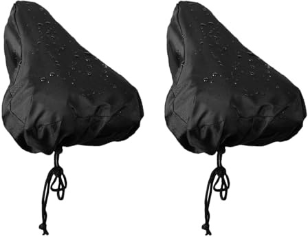 Joysuelly 2er Set Fahrradsattel Regenschutz L Größe Wasserdicht Sattelbezug Schwarz Staubdicht Sonnenschutz Fahrradsitzbezug für Mountainbike Citybike E-Bike Damen Herren Zubehör Universal Passform