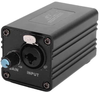 Cuifati Preamplificador de Micrófono Dinámico Ganancia de 30 DB con Reducción de Ruido para Micrófonos de Cinta y Dinámicos Amplificador de Micrófono de Bobina Móvil Profesional