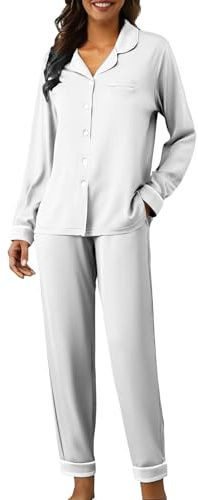 Husdräkt för kvinnor, 2 delar, stora storlekar, enfärgade nattkläder, set | Tvådelade nattkläder med långärmade pyjamastoppar och bekväma pyjamasbyxor lösa vardagskläder eleganta hemmakläder
