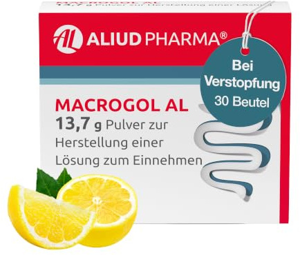 Macrogol AL 13,7 g Pulver, 30 Beutel, Abführmittel, ALIUD PHARMA | Macrogol Pulver zum Trinken bei chronischer Verstopfung, mit Zitronengeschmack, für Erwachsene & Kinder ab 12 Jahren